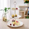 imageMalacasa Series Sweettime 145quot Tall 3 Tier Ceramic Cake Stand Multicolor Porcelain 6quot8quot10quot Party Food Server Display Set Dessert Stand Slate Serving Set with Golden Carry Handle White