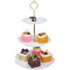 imageMalacasa Series Sweettime 145quot Tall 3 Tier Ceramic Cake Stand Multicolor Porcelain 6quot8quot10quot Party Food Server Display Set Dessert Stand Slate Serving Set with Golden Carry Handle White