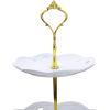 imageMalacasa Series Sweettime 145quot Tall 3 Tier Ceramic Cake Stand Multicolor Porcelain 6quot8quot10quot Party Food Server Display Set Dessert Stand Slate Serving Set with Golden Carry Handle White