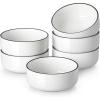 imageMALACASA 24 OZ Cereal Bowls Porcelain Soup Oatmeal Bowls Set of 6 Kitchen Ceramic Serving Bowl Dishwasher Microwave Oven Safe White Series LUNAIvory WhiteBlack Rim