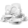 imageMALACASA 30Piece Gourmet Porcelain Dinnerware Sets Modern White Round Dish Set for 6  Premium Serving Plates and Bowls Sets for Dessert Salad Soup Pasta  Series AMELIAJULIA
