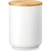 imageMALACASA 70 FL OZ Kitchen Sugar and Flour Container Cookie Porcelain Jar with Airtight Wooden Lid Utensil Holder Large Food Storage Canister for Coffee Tea Cereal Nut Candy Treat