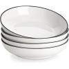 imageMALACASA 885quot Large Pasta Bowls 42 OZ White Salad Bowls Soup Bowls Porcelain Serving Bowls Set of 4 Ivory White ampamp Black Rim Microwave ampamp Dishwasher Safe Series REGULARIvory White Black Rim