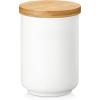 imageMALACASA Coffee Canister Porcelain Food Storage Jar with Airtight Wooden Lid Kitchen Food Storage Containers for Ground Coffee Tea Sugar Salt Spice and More  16 FL OZ
