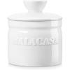 imageMALACASA French Butter Crock for Counter with Lid Ceramic Butter Dish Keeper with Water Line Butter Container for Fresh Spreadable Butter Series REG White