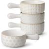 imageMALACASA French Onion Soup Bowls with Handles  20 oz Oven Safe Bowls Soup Crocks for Chilli Beef Stew Cereal ampamp Pasta  5 Inch Set of 4 Series LYDIA
