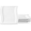 imageMALACASA Ivory White Dinner Plates Set of 6 1025 Inch Square Ceramic Plates Microwave and Dishwasher Safe Flora Series