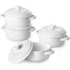 imageMALACASA Mini Cocotte Set  14 OZ Small Casserole Dishes with Lids and Handles Ceramic Mini Dutch Oven Set of 4 Small Baking Ramekins for Lasagna Souffl Oven Microwave ampamp Dishwasher Safe Series BAKEBAKE