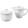imageMALACASA Porcelain Creamer and Sugar Set Ivory White Serving Set for Coffee and Tea1Piece Milk Jug and 1Piece Sugar Pot with Lid Set of 3 Series FloraCARINA