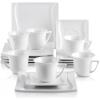 imageMALACASA Porcelain Dessert Plates Cups and Saucers18 Pieces White Coffee Sets with 825In Appetizer Plates 7 OZ Cappuccino Cups and 55In Saucer Set of 6 CARINA Series
