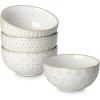 imageMALACASA Small Bowls 14 Ounce Ice Cream Bowl Stoneware Dessert Bowls Set of 4 with Embossment for Snack Chip Fruits Side Dishes  45 Inch Arctic White Series LYDIA14 OZ