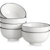 imageMALACASA Small White Ceramic Bowls Set of 8 14 OZ Compact Dessert Bowls Rice Bowls Set Ceramic Bowl for Ice Cream Soup Cereal Side Dishes Dishwasher ampamp Microwave SafeWhiteBlack Rim