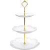 imageMalacasa Series Sweettime 145quot Tall 3 Tier Ceramic Cake Stand Multicolor Porcelain 6quot8quot10quot Party Food Server Display Set Dessert Stand Slate Serving Set with Golden Carry Handle White
