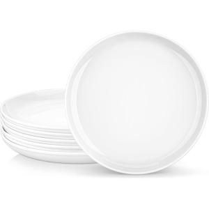 imageMALACASA 105 Inch Dinner Plates Set of 6 Porcelain Round Dessert ampamp Serving Plates Microwave ampamp Dishwasher Safe White Series REG