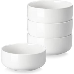 imageMALACASA 24 OZ Cereal Bowls Porcelain Soup Oatmeal Bowls Set of 6 Kitchen Ceramic Serving Bowl Dishwasher Microwave Oven Safe White Series LUNAIvory White