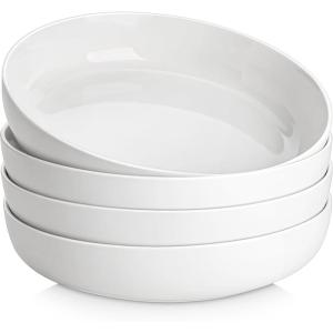 imageMALACASA 48 OZ Pasta Bowls Set of 4 Large Salad Serving Bowls for Kitchen Ceramic Soup Bowls Pasta Plates for Dinner Microwave Dishwasher Safe Khaki WhiteSeries TARAWhite