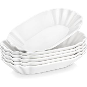 imageMALACASA 78 inch Rectangle Appetizer Plates Porcelain Small Salad Plates Set of 6 White Dessert Plates Side Dishes Mini Serving Trays for Appetizers Snacks Dishwasher ampamp Microwave Safe