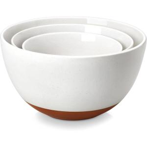 imageMALACASA Ceramic Mixing Bowls Large Serving Bowls for Mixing Cooking Prepping Baking Salad Soup Pasta Nesting Bowls Set of 3 43825144 Qt Oven Microwave and Dishwasher Safe Series TARA