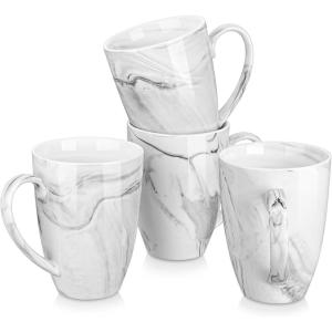 imageMALACASA Coffee Mugs Set of 4 Porcelain 16 OZ Mugs Set Marble Grey Ceramic Cups With Handle For Tea Juice Latte Cappuccino Cocoa DishwasherampampMicrowave Safe Series REG