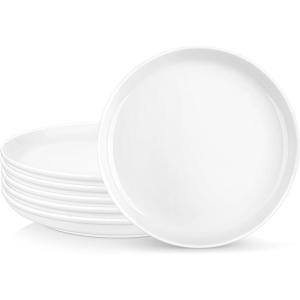 imageMALACASA Dinner Plates Set of 6 85 inch Porcelain Round Plates Set for Dessert Salad Small Dinner Plates for Kitchen Microwave ampamp Oven Safe White Series REG