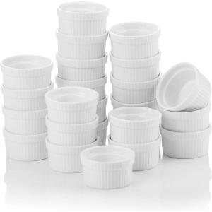 imageMALACASA Mini Ramekins 15 oz set of 24 Ramiken Ceramic Creme Brulee Ramekins White Custard Cups Small Dipping Bowls for Kitchen Serving Sauce Condiments Dishwasher Oven Safe Series RAMEKINDISH24 PCS
