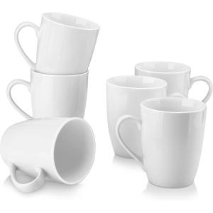 imageMALACASA Porcelain Coffee Mugs 12 Ounce White Coffee Mugs Set of 6 Tea Cups Mugs for Cappuccino Espresso Cocoa and More Series Elisa
