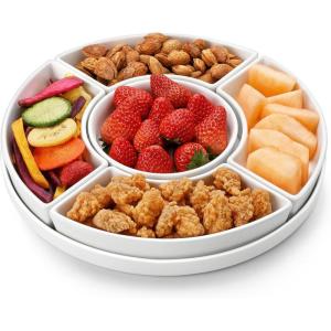 imageMALACASA Porcelain Divided Serving Dishes Appetizers Tray Serving Tray for Party  Perfect for Chips and Dip Fruit Veggies Candy and Snacks Divided Serving Platter Relish Tray White