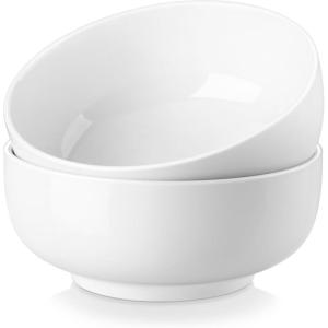 imageMALACASA Serving Bowls 114 OZ10quot Extra Large Salad Bowls Set of 2 Porcelain White Serving Bowls for Salad Soup Pasta and Dinner Large Ceramic Bowl Set for Entertaining Series REGULARIvory White