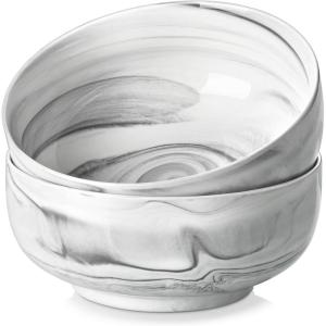 imageMALACASA Serving Bowls 114 OZ10quot Extra Large Salad Bowls Set of 2 Porcelain White Serving Bowls for Salad Soup Pasta and Dinner Large Ceramic Bowl Set for Entertaining Series REGULARMarble Grey
