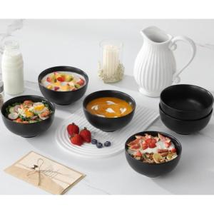 imageMALACASA Small White Ceramic Bowls Set of 8 14 OZ Compact Dessert Bowls Rice Bowls Set Ceramic Bowl for Ice Cream Soup Cereal Side Dishes Dishwasher ampamp Microwave SafeBlack