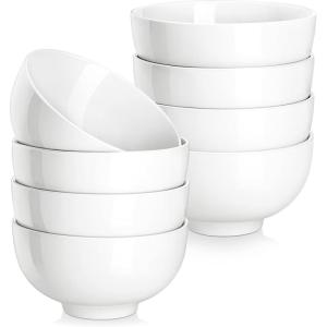 imageMALACASA Small White Ceramic Bowls Set of 8 14 OZ Compact Dessert Bowls Rice Bowls Set Ceramic Bowl for Ice Cream Soup Cereal Side Dishes Dishwasher ampamp Microwave SafeWhite