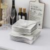 imageMALACASA 12 Piece Porcelain Dinnerware Set Marble Grey Square Plates and Bowls Dinnerware Sets for 6 Modern Dining Ware Set Series Flora