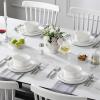 imageMALACASA 24 Pieces Porcelain Dinnerware Set Modern White Dish Set for 6 Premium Serving Plates and Bowls Sets Chip and Scratch Resistant Dishware Sets Kitchen Dishes Dining Ware Set Series LEAHIvory White