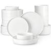imageMALACASA 24 Pieces Porcelain Dinnerware Set Modern White Dish Set for 6 Premium Serving Plates and Bowls Sets Chip and Scratch Resistant Dishware Sets Kitchen Dishes Dining Ware Set Series LEAHIvory White
