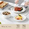 imageMALACASA 24 Pieces Porcelain Dinnerware Set Modern White Dish Set for 6 Premium Serving Plates and Bowls Sets Chip and Scratch Resistant Dishware Sets Kitchen Dishes Dining Ware Set Series LEAHIvory White