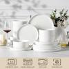 imageMALACASA 24 Pieces Porcelain Dinnerware Set Modern White Dish Set for 6 Premium Serving Plates and Bowls Sets Chip and Scratch Resistant Dishware Sets Kitchen Dishes Dining Ware Set Series LEAHIvory White