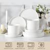 imageMALACASA 24 Pieces Porcelain Dinnerware Set Modern White Dish Set for 6 Premium Serving Plates and Bowls Sets Chip and Scratch Resistant Dishware Sets Kitchen Dishes Dining Ware Set Series LEAHIvory White