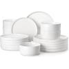 imageMALACASA 24 Pieces Porcelain Dinnerware Set Modern White Dish Set for 6 Premium Serving Plates and Bowls Sets Chip and Scratch Resistant Dishware Sets Kitchen Dishes Dining Ware Set Series LEAHIvory White