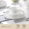 imageMALACASA 24 Pieces Porcelain Dinnerware Set Modern White Dish Set for 6 Premium Serving Plates and Bowls Sets Chip and Scratch Resistant Dishware Sets Kitchen Dishes Dining Ware Set Series LEAHIvory White