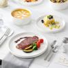 imageMALACASA 24 Pieces Porcelain Dinnerware Set Modern White Dish Set for 6 Premium Serving Plates and Bowls Sets Chip and Scratch Resistant Dishware Sets Kitchen Dishes Dining Ware Set Series LEAHIvory White