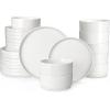 imageMALACASA 24 Pieces Porcelain Dinnerware Set Modern White Dish Set for 6 Premium Serving Plates and Bowls Sets Chip and Scratch Resistant Dishware Sets Kitchen Dishes Dining Ware Set Series LEAHIvory White