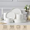 imageMALACASA 24 Pieces Porcelain Dinnerware Set Modern White Dish Set for 6 Premium Serving Plates and Bowls Sets Chip and Scratch Resistant Dishware Sets Kitchen Dishes Dining Ware Set Series LEAHIvory White