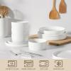 imageMALACASA 24 Pieces Porcelain Dinnerware Set Modern White Dish Set for 6 Premium Serving Plates and Bowls Sets Chip and Scratch Resistant Dishware Sets Kitchen Dishes Dining Ware Set Series LEAHIvory White