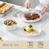 imageMALACASA 24 Pieces Porcelain Dinnerware Set Modern White Dish Set for 6 Premium Serving Plates and Bowls Sets Chip and Scratch Resistant Dishware Sets Kitchen Dishes Dining Ware Set Series LEAHIvory White