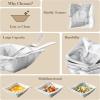 imageMALACASA 30 OZ Cereal Bowls Porcelain Kitchen Bowls Set of 4 Square Soup Bowls for Kitchen Marble Grey Serving Bowls for Dessert Oatmeal Soup Microwave ampamp Dishwasher Safe Series Flora