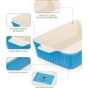 imageMALACASA 44 QT Baking Dish 9x13 Large Casserole Dish for Oven Ceramic Baking Pan Rectangular Lasagna Pan Deep with Handles for Baking Durable Microwave Oven Safe Blue Series BAKEBAKEBlue