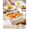 imageMALACASA 44 QT Baking Dish 9x13 Large Casserole Dish for Oven Ceramic Baking Pan Rectangular Lasagna Pan Deep with Handles for Baking Durable Microwave Oven Safe Blue Series BAKEBAKEWhite