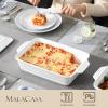 imageMALACASA 44 Quart Baking Dish With Lid Porcelain Casserole dish with Lid 13 x 9 Lasagna Pan Deep with Lid Rectangular Bakeware With Handle Microwave Oven Safe White Series BAKE44 QT  White