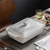 imageMALACASA 44 Quart Baking Dish With Lid Porcelain Casserole dish with Lid 13 x 9 Lasagna Pan Deep with Lid Rectangular Bakeware With Handle Microwave Oven Safe White Series BAKE44 QT  Marble Grey
