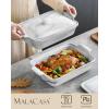 imageMALACASA 44 Quart Baking Dish With Lid Porcelain Casserole dish with Lid 13 x 9 Lasagna Pan Deep with Lid Rectangular Bakeware With Handle Microwave Oven Safe White Series BAKE34 QT  Marble Grey